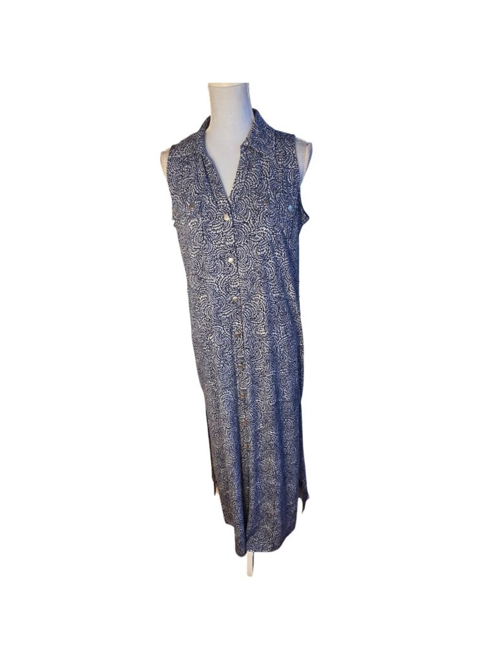 Michael Kors Sleeveless Maxi Shirt Dress Animal Print Jersey Side Slit Sz M